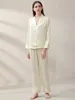 Home Clothing Pure Silk Dot Jacquard Button Up Womens Pajamas 2Pcs Luxury Sleepwear Nightwear