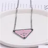 Pendant Necklaces Gold Black White Pink Triangle Letter Necklace Luxury Esigner Jewelry Titanium Steel Pendants Chain Men Women Uni Dr Otk2O