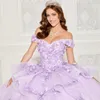 Lilac Messican Quinceanera Dress Vestidos de 15 Quinceanera 3D Flower Sweetheart Layers APPLICE BALL SOLE Sweet 15 16 Birthday