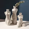 Vases Home Decoration Human Body Plastic Arts Vase Ceramic Sculpture White Flower Floreros Decorativos Moderno