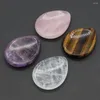 Dekorativa figurer Naturliga Amethyst Rose Quartz Thumb Stone Worries Stones Meridian Massage Facial Scraping Board Aura Crystal Beauty Tool