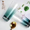 Wine Glasses Japanese-style Creative Ink Blue Hammer Pattern Glass Water Cup Ins Household Juice Drink Glacier