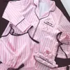 Sexy Pyjamas JRMISSLI pyjamas women 7 pieces Pink pajamas sets satin silk y lingerie home wear sleepwear pyjamas set pijama woman L410