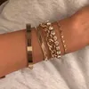 Brangle New Fashion Boho Punk Golden Cuff Bracelets Bangles pour les femmes Love Pulseiras Bangle Set Feminina Jewelry Charm Cadeaux B051 24411