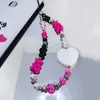 Coeur téléphone mobile charme chaîne lanière de chaîne pour les femmes en verre de poire en acrylique