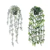Dekorativa blommor konstgjorda grön hängande vinrankor plast murgröna lämnar krans falsk lövt blommor krans för hem trädgård bröllop dekor