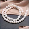 Beaded Necklaces 100% Freshwater Pearl Necklace For Women 8-9Mm White Potato Shape Wholesale Jewelry Gifts 6 Pcs/Lot Drop Delivery Pen Dhzu9