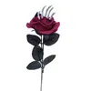 Декоративные цветы Q6PE Искусственная шелковая роза цветок с костью рука на Хэллоуин для свадебной вечеринки домашние украшения Diy