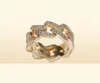 Biżuteria męska bioder biodrowe biżuterii mrożone złote pierścionki luksusowe złoto plisowane modne pierścienie 28756628918