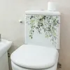 Gröna blad blommor växt vägg klistermärke för badrum toalett skåp dekor väggmålning självhäftande dekaler hem dekoration