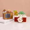 Wazony Retro TV Radio Flower Pot Sucykletynowy ogród dekoracja domu kaktus kaktus wewnętrzny żywica bontażowa