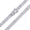 Chaines 6 mm Hip Hop Cubic Zirconia Bling Iced Out Tennis Chokers Colliers 1 Row Square Cz Link Chain pour femmes