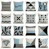 Pillow Black Blue Triangle Case Line Mediterranean Style PillowCase Geometric Throw Pillows For Living Room Sofa Cover