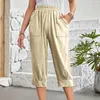 Pantalon de femme pantalon pour femmes pour femmes l'été large jambe occasionnelle 2024 élastique à la taille