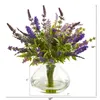 Fiori decorativi Disposizione floreale artificiale in vaso Purple White Knitting Eucalyptus Ghirlands Bouquet per la sposa