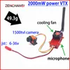 10km 5.8G 48CH VTX 2W Güç Mikrofon Verici+B19 Mini FPV Kamera 1/3 "CMOS 1500TVL RC Drone için 2.1mm Lens Pal / NTSC