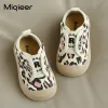 Sneaker baby neonate sneaker da ragazzo ragazza tela tela slip slips leopard kids kids first walker sola sola suola nere calzature casual nere calzature