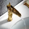 Zlew łazienkowy krany luksusowe złoto kreatywny design basen kran montowany na pokładzie pojedynczy otwór