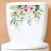 1 % цветы туалетная наклейка WC украшения зеленые растения листья туалетная крышка наклейка на наклейка на стены ванной комнаты самостоятельно