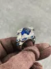 925 Silver Plated Gold Ring High Carbon Diamond Royal BlueBaojia Animal Bead SeriesDouble headed Eagle Ring240412