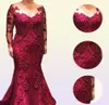 Dark Red 2021 Mère de la mariée robes en dentelle Applique Per perle Illusion Longues robes de soirée formelles magnifiques Groom 5618290