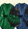 Women039s Sleepwear Silk Pikamas Zestaw Women Satynowe krótkie szaty