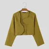 السترات للرجال Incerun incerun Jacquard Open Open Stitch Long Sleeve Ofterwear Streetwear 2024 Fashion Male Crop Coats S-5XL