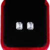 Boucles d'oreilles Stud Horripal 2CT DVVS1 Emerald Cut Moissanite S925 Gift de mariage classique en argent pour les femmes Lab Diamond avec Gra