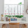 Cortina 60x100cm 5 coloridas estampas de flor Meia cortinas de tule