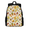 Backpack Teen College Student Laptop Travel Bags Food Hamburger Dog Pattern Testy Junk Love
