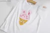 Kläderuppsättningar 2024 Summer Childrens Girls Cartoon Rabbit Cute T-Shirt+Cowboy Shorts 2-Piece Clothing Set Y240412
