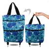 Sacs de rangement sac de panier portable sac packable paquet d'épicerie de carreau de carreaux express petite traction avec roues remorque légère