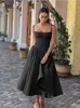 Sıradan Elbiseler Houzhou Kadınlar İçin Zarif Uzun Coquette Yaz 2024 Vintage Seksi A-Line Spagetti Strap Party Akşam Sundress