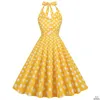 Casual Dresses Hepburn Style Lapel Cardigan Polka Dot Swing Retro Dress Cotton Women's Women