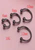 Anodisé noir Horseshoe bar à lèvre Nez Septum Ronnel d'oreille Différentes tailles Disponible Bijoux de corps de nez Piercing7877325