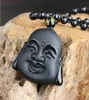 DJ Schmuck 100 natürliche schwarze Obsidian Carving Maitreya Buddha Head Anhänger Frauen Männer039s Glücksamulettschmuck Anhänger mit BE8862769