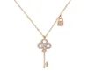 Sparkling Diamond Zircon Fashion Designer Lovely Lock Key Pendant Necklace For Women Girls Rose Gold Silver9746480