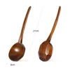 Spoons Solid ColorLong-handled Large Wood Soup Spoon Ramen Catering Natural Tableware Kitchen Tools For Cooking Mixing Round