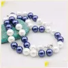 Chaînes 10 mm rond whte bleu mticolor coquille de perle collier bijourie de mode de fabrication de mères cadeaux bricolage noué entre chaque goutte d dhedr