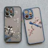 Caixa de telefone Flower Birds para iPhone 15 11 14 Pro Max 13 12 Pro Max Mini 15 14 7 8 mais SE2 xs xr x aquarela Floral Torneira traseira