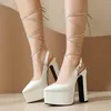 Kleding schoenen vrouw octrooi leer puntige teen enkelband gladiator slingback pompen vrouwen sexy platform dij hoge hakken podium