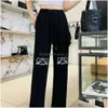 Calças femininas Capris Spring Mulheres Designers Carta de moda Bordado Bordado Sorto Casual Cor Solid Dstring High Slac Dhyvu