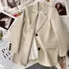 Kombinezony biuro damskie dama beige białe blezery kurtki klasyczne moda luźna wentylacja płaszcza koreańskie biznesowe terenowe odzież wiosenna jesień
