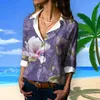 Blusas femininas 2024 FLOR FLOR PRESSED LADIES CASSURA CASUAL LAVA LONGA LAPOLELTA ELEGANTE BOTOL UP TOPS MENOR