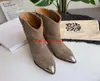 Original Box Woman Designer Shoes Isabel Paris Runway Marant Lamsy Leather Boots Old West Pointed Steel Toe Heel Ornament Boots4495792