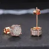 Fancy Round Shaped Stud Earrings Paved Shiny CZ Stone Silver Color/Gold Everyday Fashion Versatile Women's Ear Jewelry
