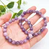 Strand Natural Lepidolite Beads Браслет хрустальный камень мода мода сеть женщин, мужчины, сладкие Reiki Healing Brangle Jewelry подарок