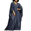 Lässige Kleider locker Fit Kleid elegante Maxi für Frauen stilvolle V-Ausschnitt Batwing-Ärmel Pullover fest alle