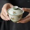 Xícaras pires de tigre chinês Gaiwan para chá verde Treureen com cerimônia de teaware tigelas tigelas Chawan