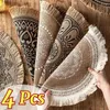 Таблицы коврики 4pcs Богемный диаметр 38 см/15 дюймов круглой изолированной изолированной анти-скальковой кухни.